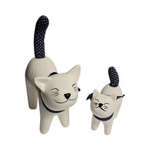 Pair of Whimsical Vintage 80s Cat and Kitten Mommy and Me